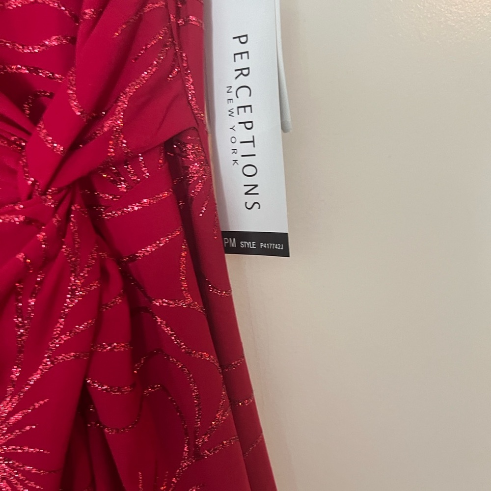 Perceptions Red Asymmetrical Wrap Dress - Picture 9 of 11